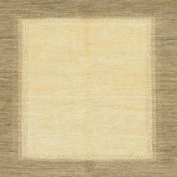 Square Abstract Mustard Yellow Solid Rug, abs1424