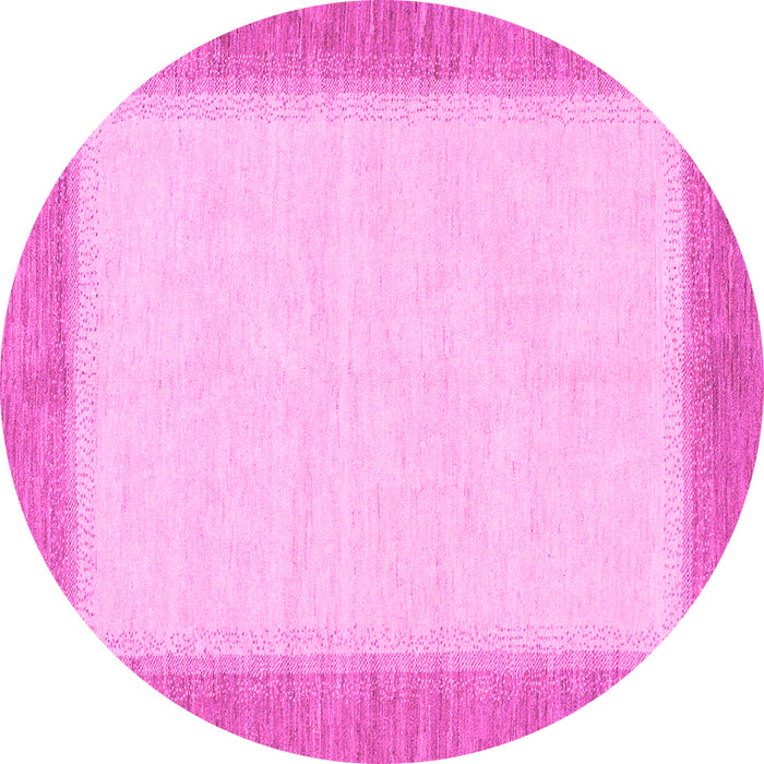 Round Machine Washable Solid Pink Modern Rug, wshabs1424pnk