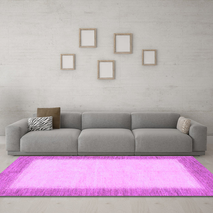 Machine Washable Solid Purple Modern Area Rugs in a Living Room, wshabs1424pur