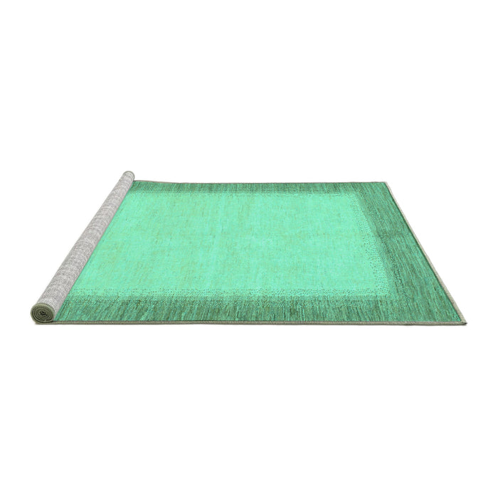 Sideview of Machine Washable Solid Turquoise Modern Area Rugs, wshabs1424turq