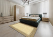 Abstract Mustard Yellow Solid Rug in a Bedroom, abs1424