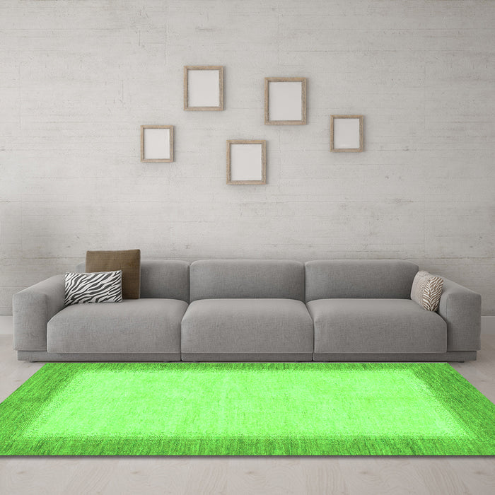 Machine Washable Solid Green Modern Area Rugs in a Living Room,, wshabs1424grn