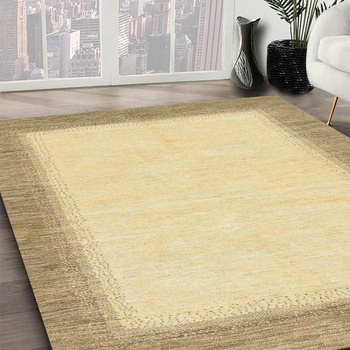 Machine Washable Abstract Mustard Yellow Rug in a Family Room, wshabs1424