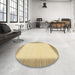 Round Abstract Mustard Yellow Solid Rug in a Office, abs1424