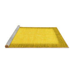 Sideview of Machine Washable Solid Yellow Modern Rug, wshabs1424yw