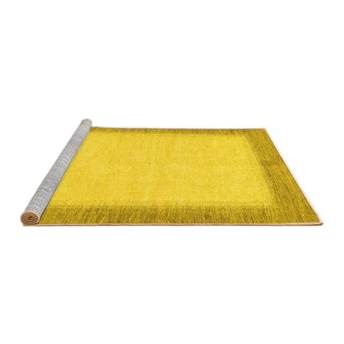Sideview of Machine Washable Solid Yellow Modern Rug, wshabs1424yw