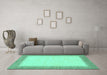 Machine Washable Solid Turquoise Modern Area Rugs in a Living Room,, wshabs1424turq