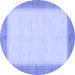 Round Machine Washable Solid Blue Modern Rug, wshabs1424blu