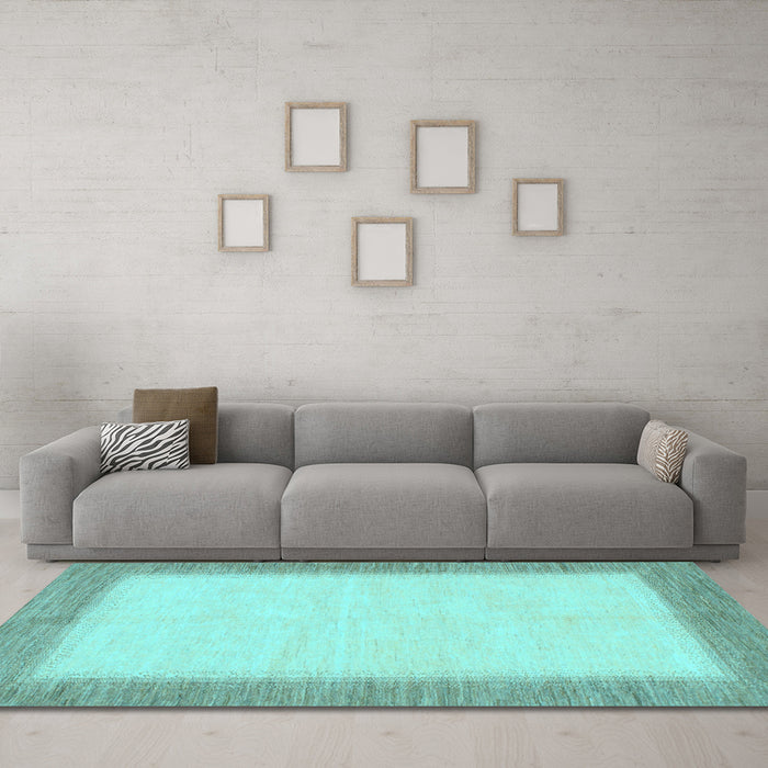 Machine Washable Solid Light Blue Modern Rug in a Living Room, wshabs1424lblu