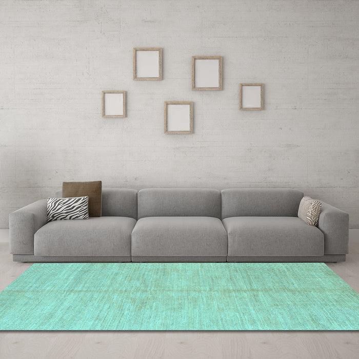 Machine Washable Solid Light Blue Modern Rug in a Living Room, wshabs1425lblu