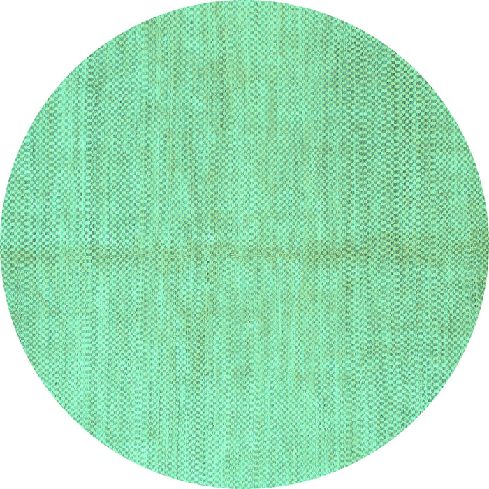 Round Machine Washable Solid Turquoise Modern Area Rugs, wshabs1425turq