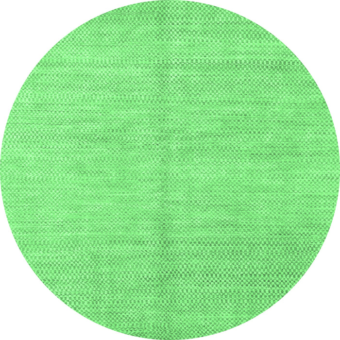 Round Machine Washable Solid Emerald Green Modern Area Rugs, wshabs1425emgrn