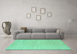 Machine Washable Solid Turquoise Modern Area Rugs in a Living Room,, wshabs1425turq