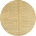 Round Abstract Gold Solid Rug, abs1425