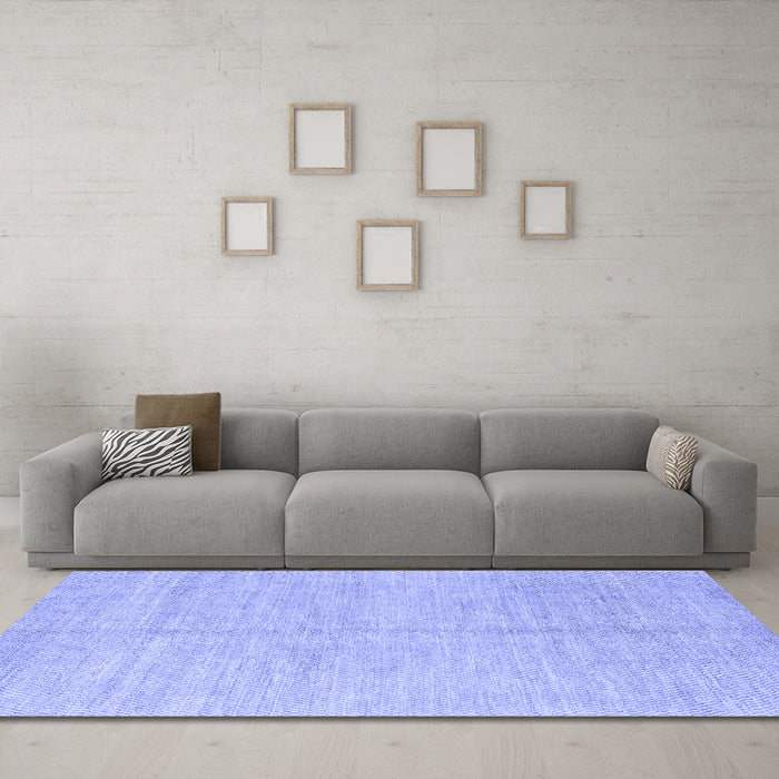 Machine Washable Solid Blue Modern Rug in a Living Room, wshabs1425blu