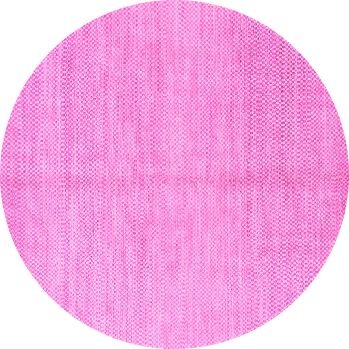 Round Machine Washable Solid Pink Modern Rug, wshabs1425pnk