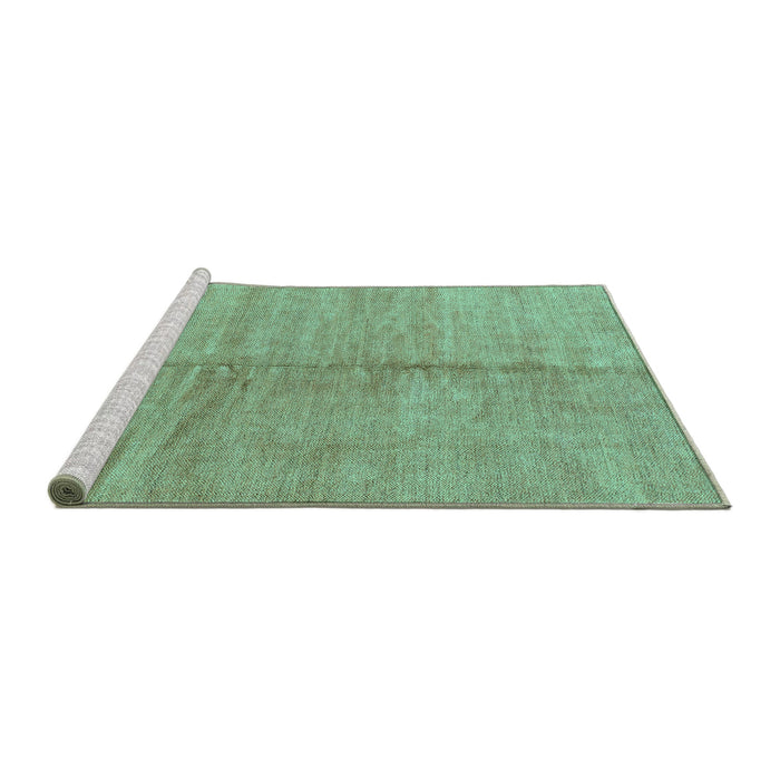 Sideview of Machine Washable Abstract Turquoise Modern Area Rugs, wshabs1426turq