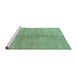 Sideview of Machine Washable Abstract Turquoise Modern Area Rugs, wshabs1426turq