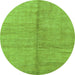 Round Machine Washable Abstract Green Modern Area Rugs, wshabs1426grn