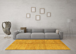 Machine Washable Abstract Yellow Modern Rug in a Living Room, wshabs1426yw