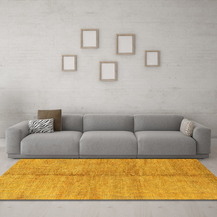 Machine Washable Abstract Yellow Modern Rug in a Living Room, wshabs1426yw