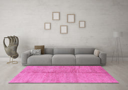 Machine Washable Abstract Pink Modern Rug in a Living Room, wshabs1426pnk