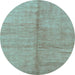 Round Abstract Light Blue Modern Rug, abs1426lblu