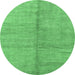 Round Abstract Emerald Green Modern Rug, abs1426emgrn