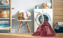 Machine Washable Abstract Red Rug in a Washing Machine, wshabs1427