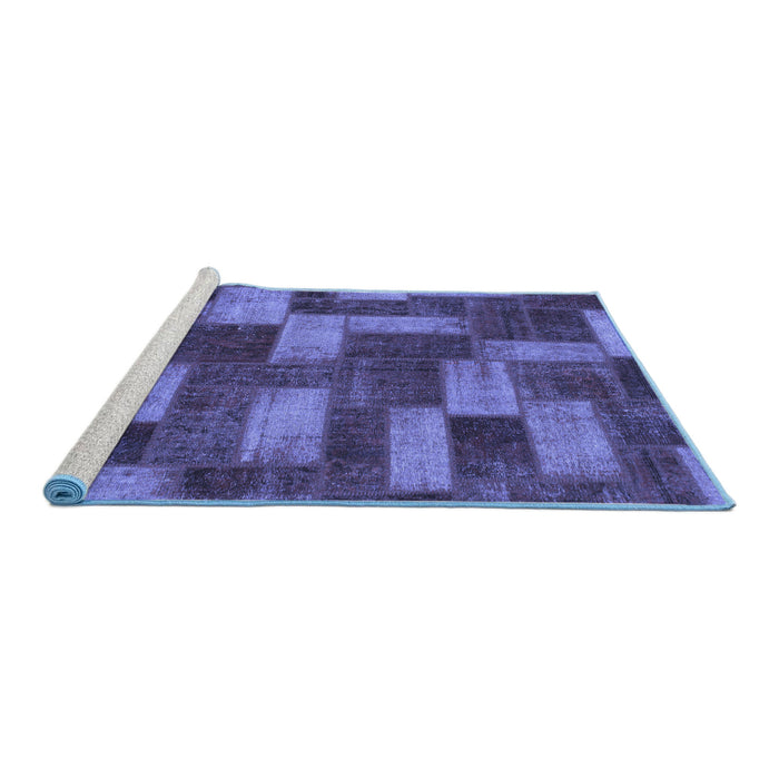 Sideview of Machine Washable Abstract Blue Modern Rug, wshabs1427blu