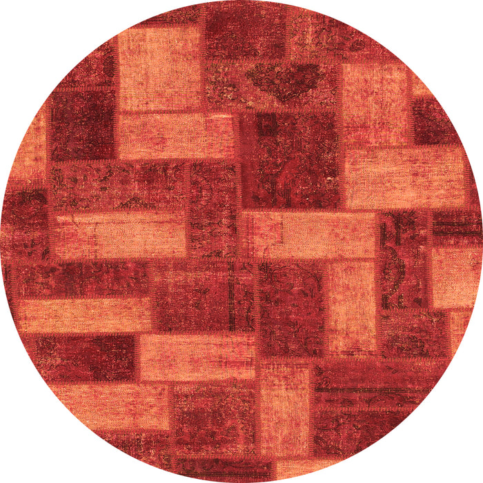 Round Machine Washable Abstract Orange Modern Area Rugs, wshabs1427org