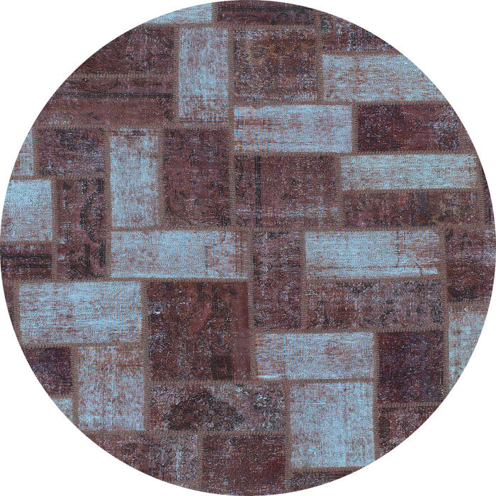 Round Abstract Light Blue Modern Rug, abs1427lblu