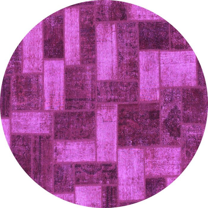 Round Machine Washable Abstract Purple Modern Area Rugs, wshabs1427pur
