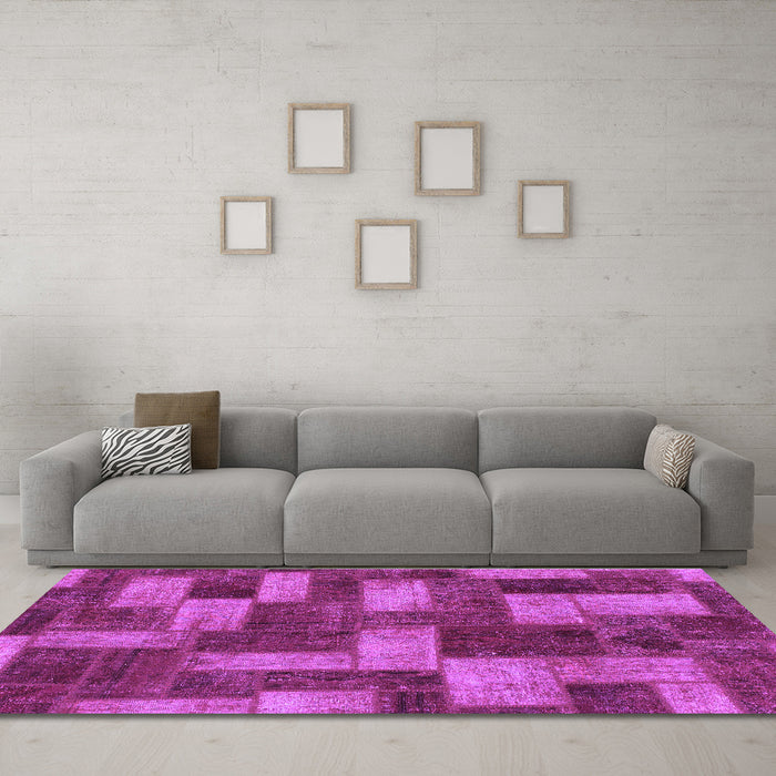 Machine Washable Abstract Purple Modern Area Rugs in a Living Room, wshabs1427pur