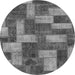 Round Machine Washable Abstract Gray Modern Rug, wshabs1427gry