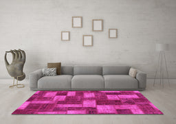 Machine Washable Abstract Pink Modern Rug in a Living Room, wshabs1427pnk