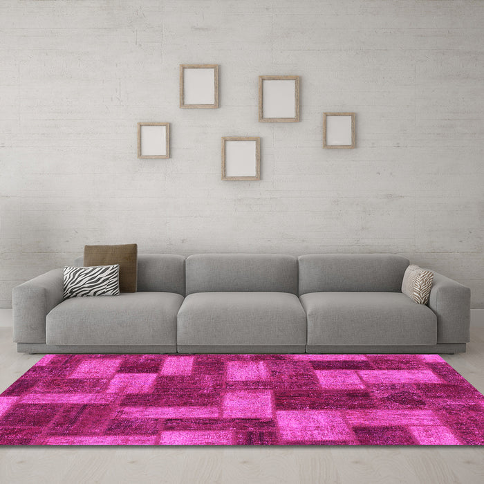 Machine Washable Abstract Pink Modern Rug in a Living Room, wshabs1427pnk