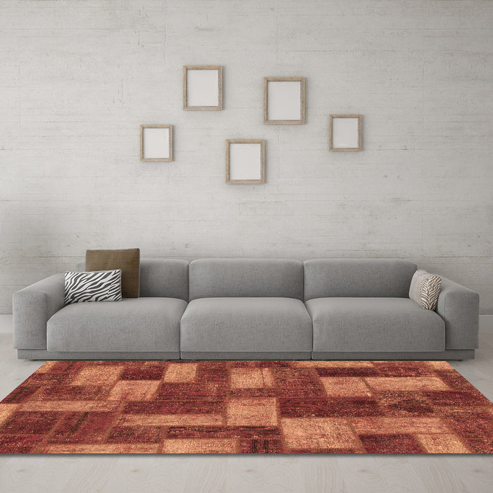 Machine Washable Abstract Brown Modern Rug in a Living Room,, wshabs1427brn