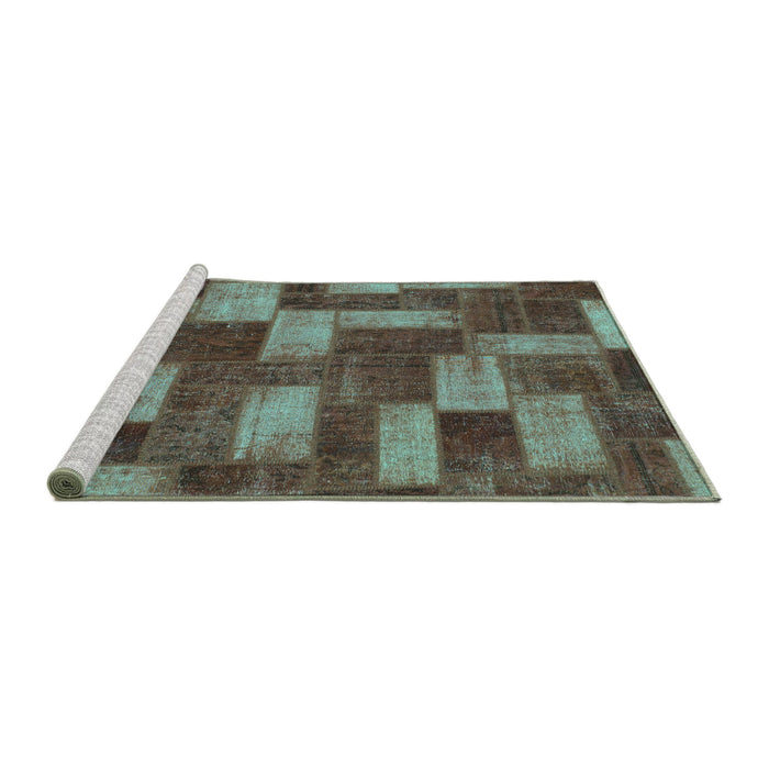Sideview of Machine Washable Abstract Turquoise Modern Area Rugs, wshabs1427turq