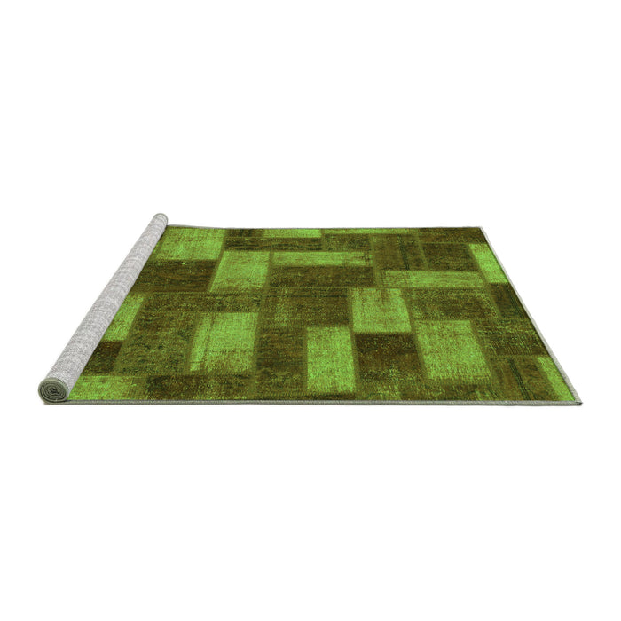 Sideview of Machine Washable Abstract Green Modern Area Rugs, wshabs1427grn