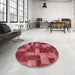 Round Abstract Red Modern Rug in a Office, abs1427