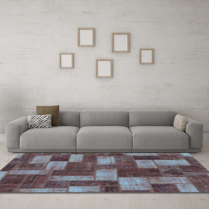 Machine Washable Abstract Light Blue Modern Rug in a Living Room, wshabs1427lblu