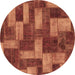 Round Machine Washable Abstract Brown Modern Rug, wshabs1427brn