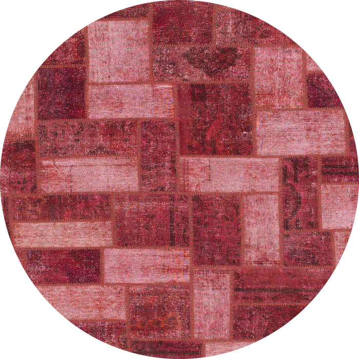 Round Machine Washable Abstract Red Rug, wshabs1427