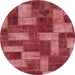 Round Machine Washable Abstract Red Rug, wshabs1427