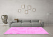 Machine Washable Solid Pink Modern Rug in a Living Room, wshabs1428pnk