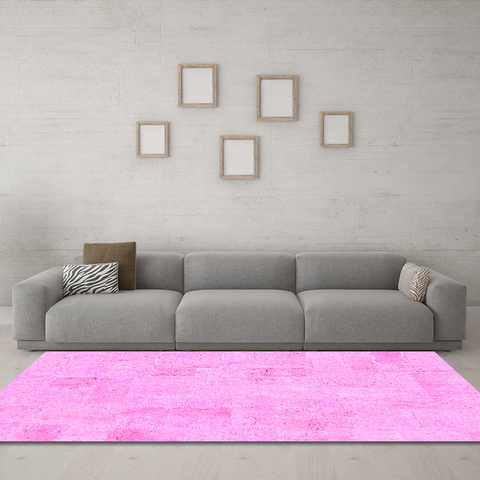 Machine Washable Solid Pink Modern Rug in a Living Room, wshabs1428pnk