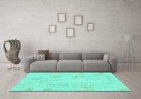 Machine Washable Solid Turquoise Modern Rug, wshabs1428turq