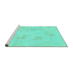 Sideview of Machine Washable Solid Turquoise Modern Area Rugs, wshabs1428turq