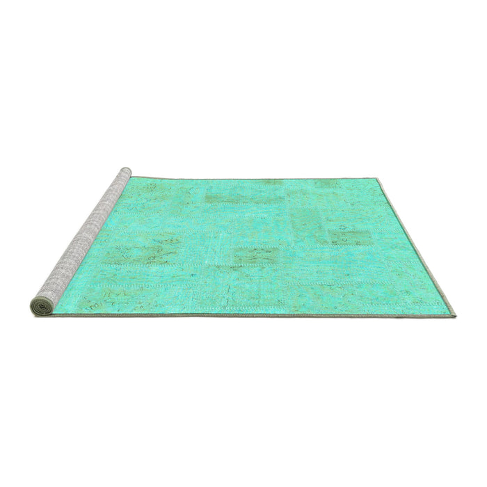 Sideview of Machine Washable Solid Turquoise Modern Area Rugs, wshabs1428turq